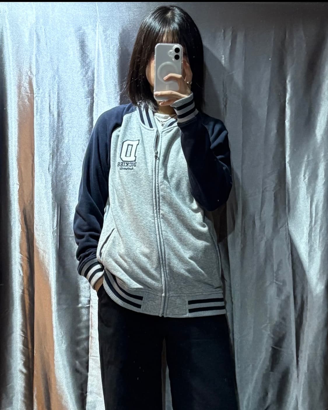 M DICKIES 디키즈 그레이 코튼 바시티 자켓 상품이미지1