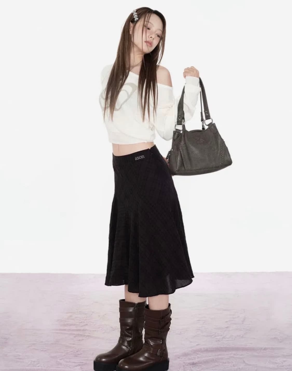 애즈온 체크 스커트 상품이미지2