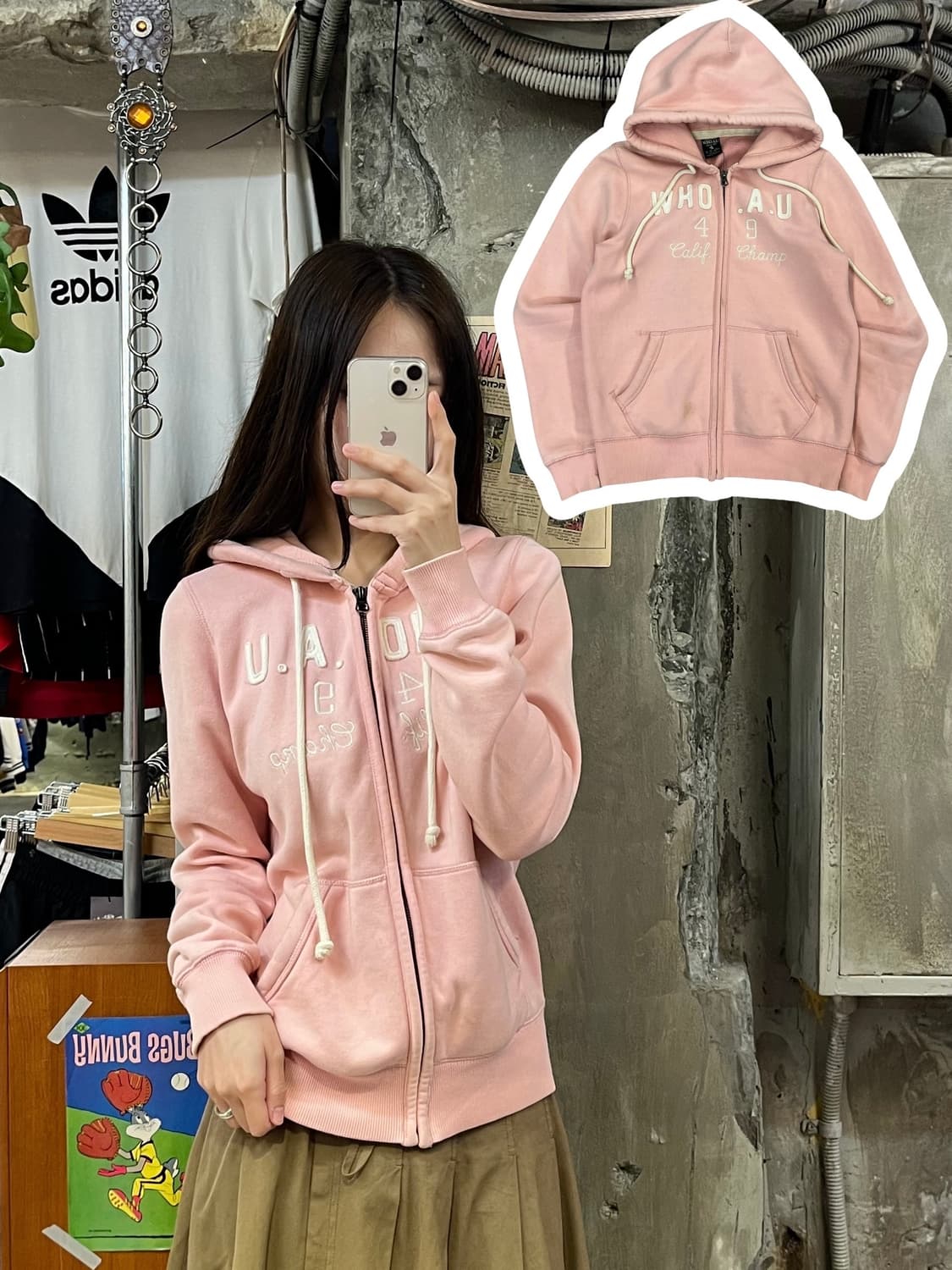 후아유 후드집업 핑크 M #csz480 상품이미지1