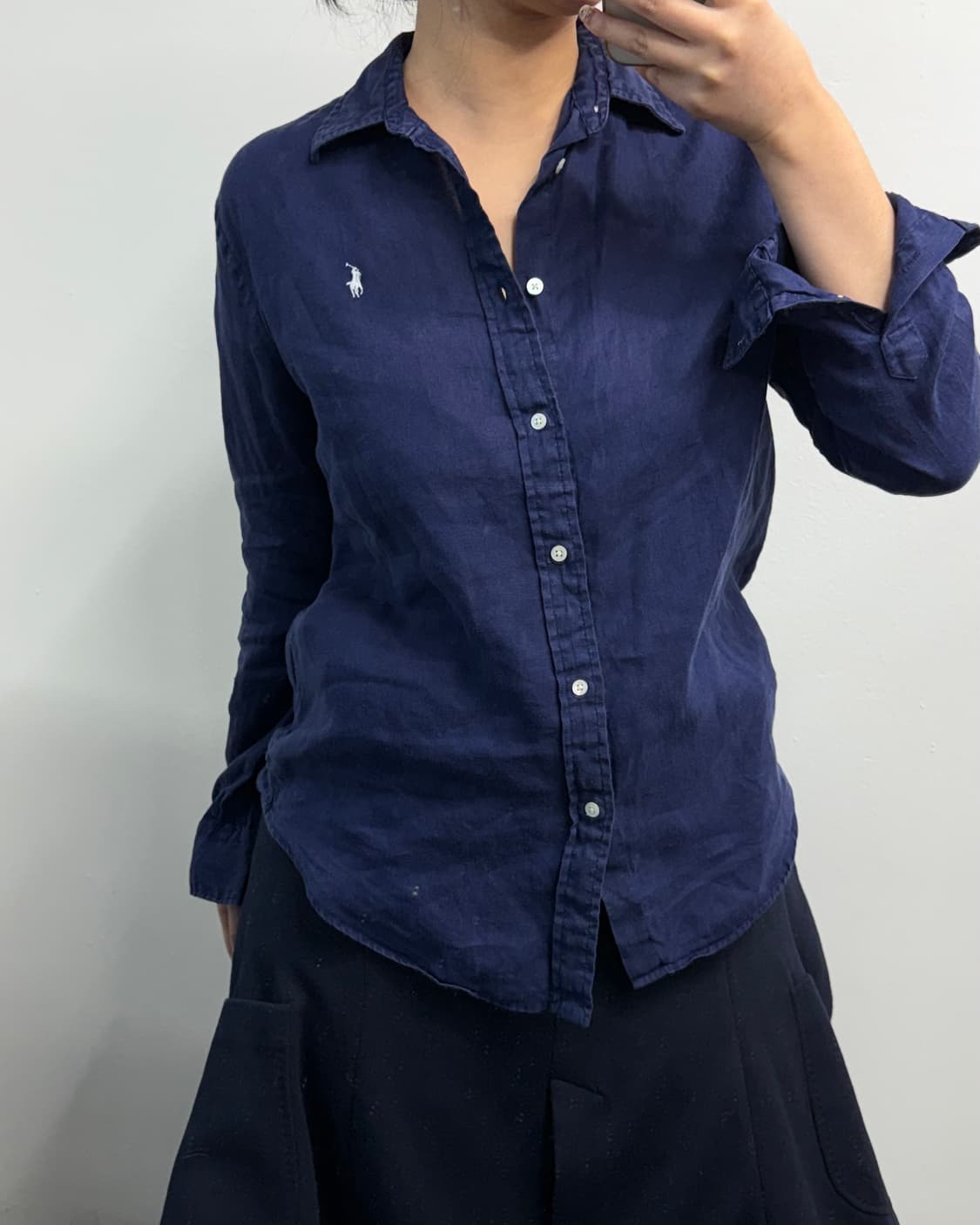 [M] 폴로 린넨 네이비 셔츠 상품이미지2