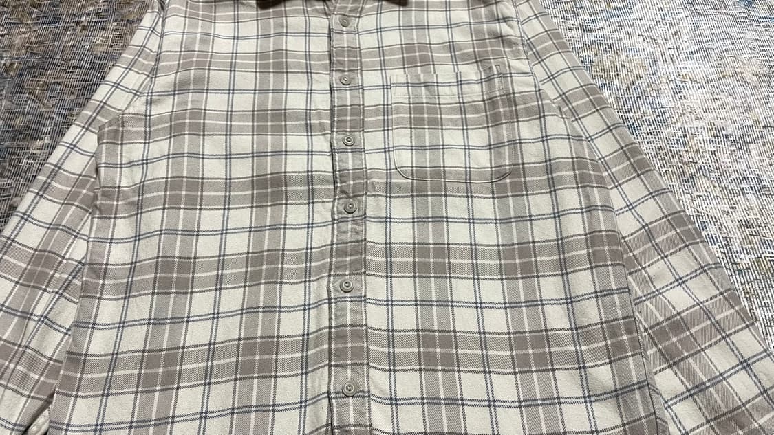 JPN 일본 빈티지 y2k 모리걸 유니클로 플란넬 베이지 체크 셔츠 M 상품이미지7