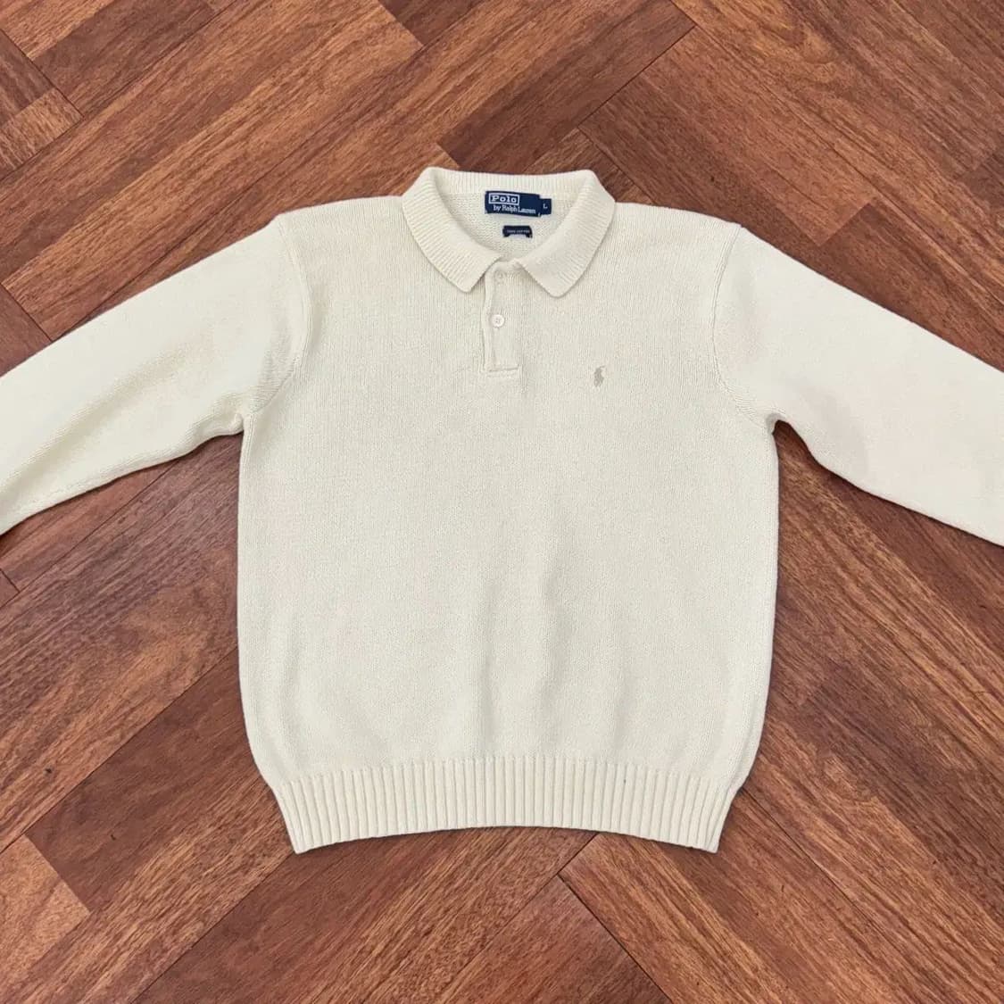 L 폴로 랄프로렌 아이보리 면 카라 니트  상품이미지2