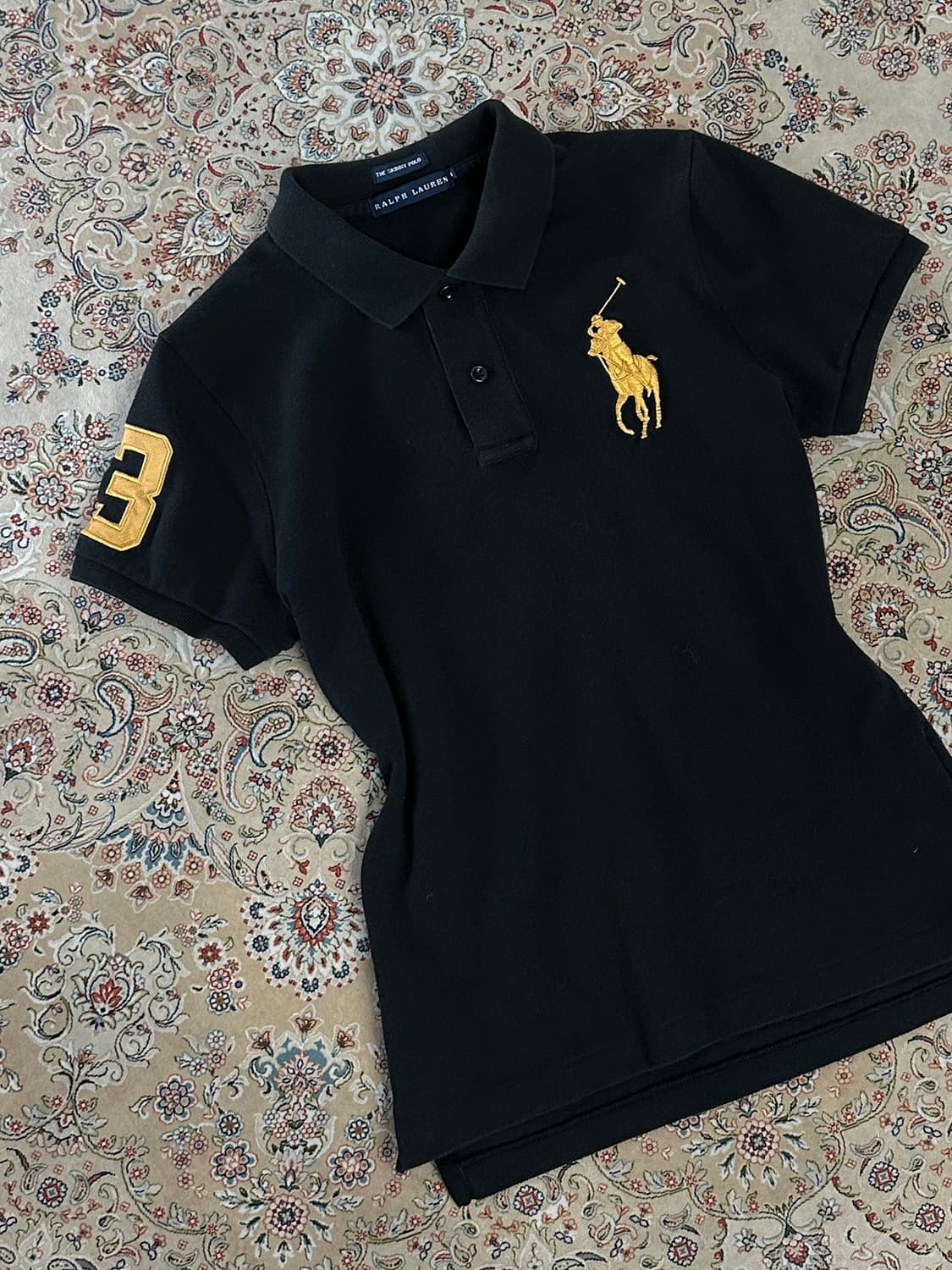 랄프로렌 블랙/골드 빅포니 스키니핏 카라티 상품이미지3