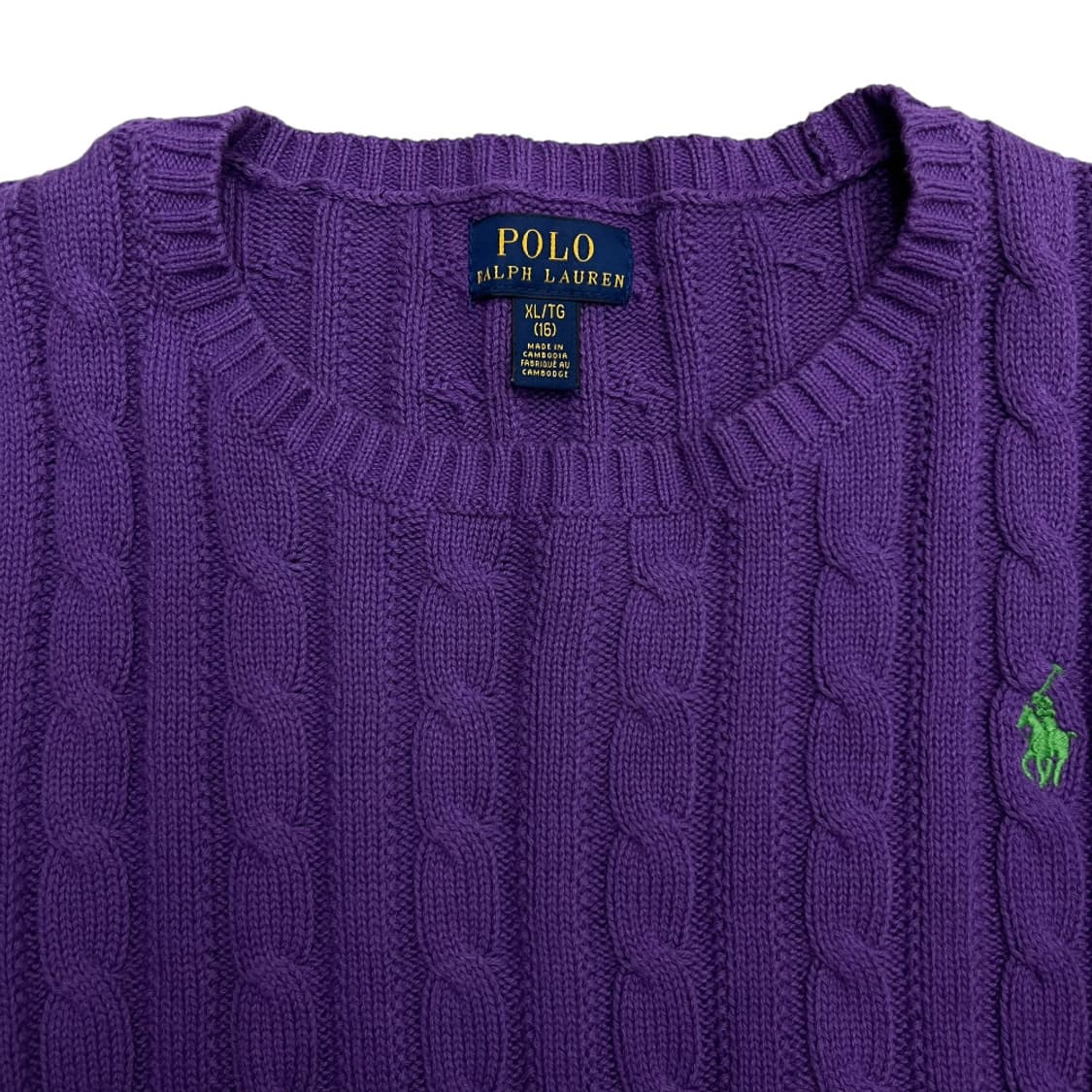폴로 랄프로렌 그린포니 퍼플 꽈배기 니트 XL 상품이미지4