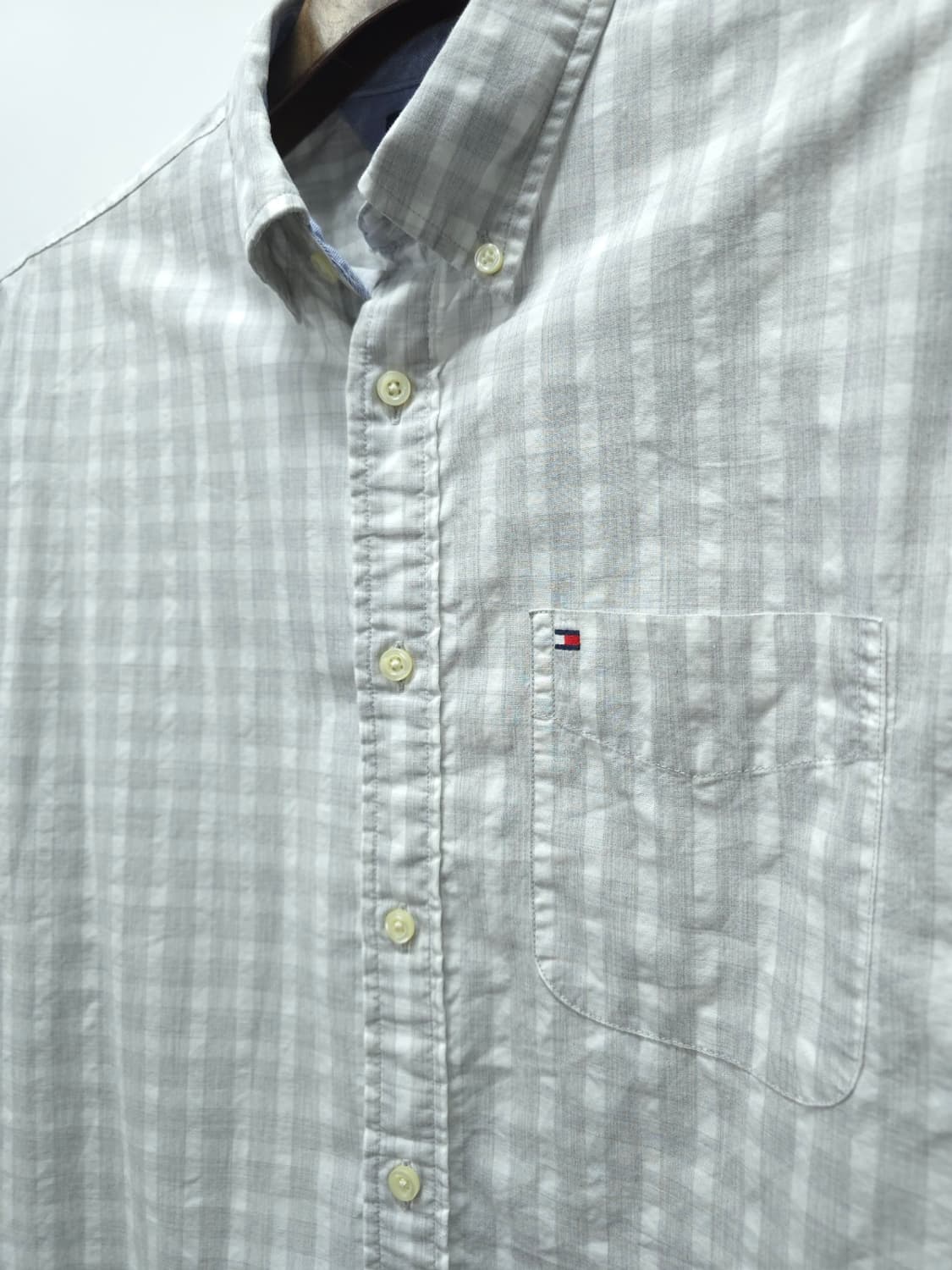 타미힐피거 화이트 그레이 체크 긴팔 셔츠 상품이미지4