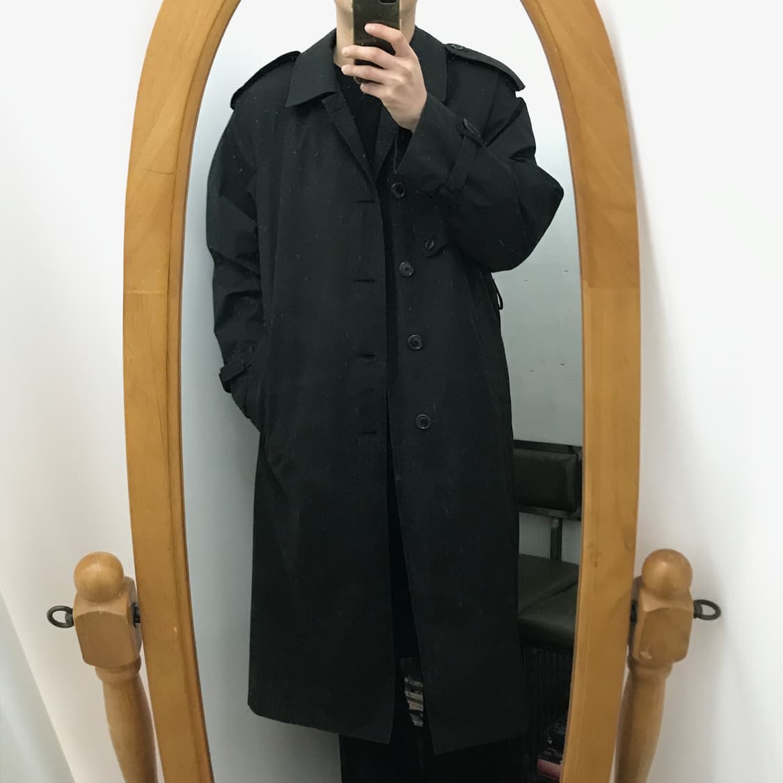 런던 포그 블랙 맥시 롱 트렌치코트 남성 102 105 여성 오버핏 상품이미지8