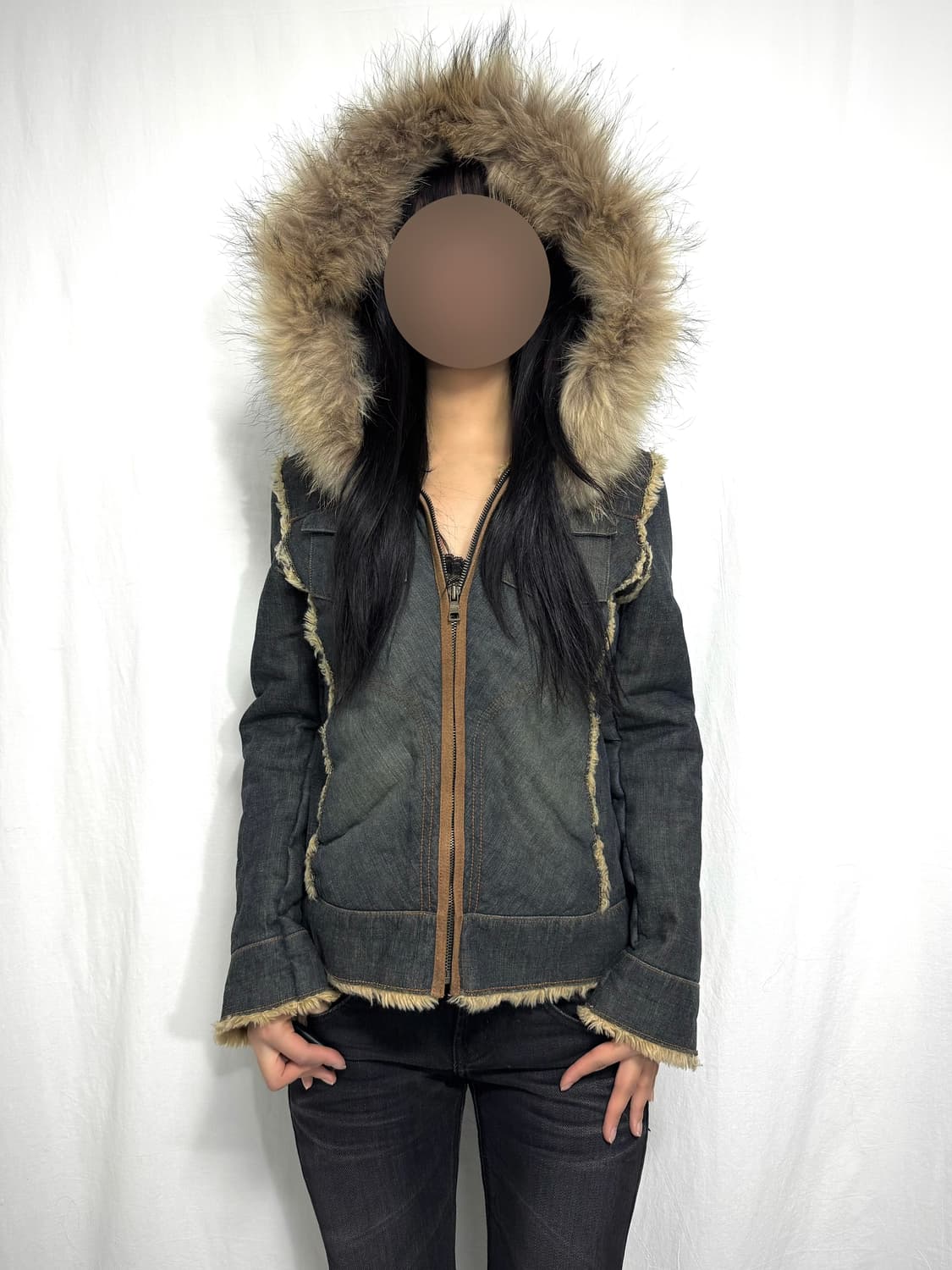 Fur-Trimmed Denim Jacket  상품이미지1