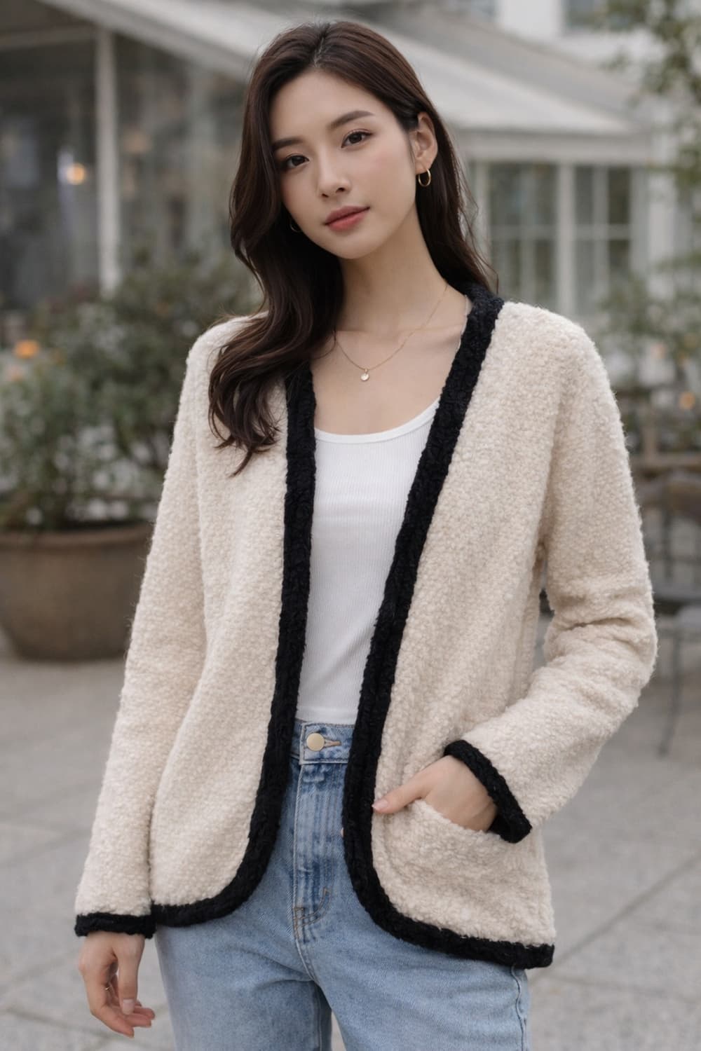 부클레 트웨이드 퍼자켓 가디건 상품이미지2