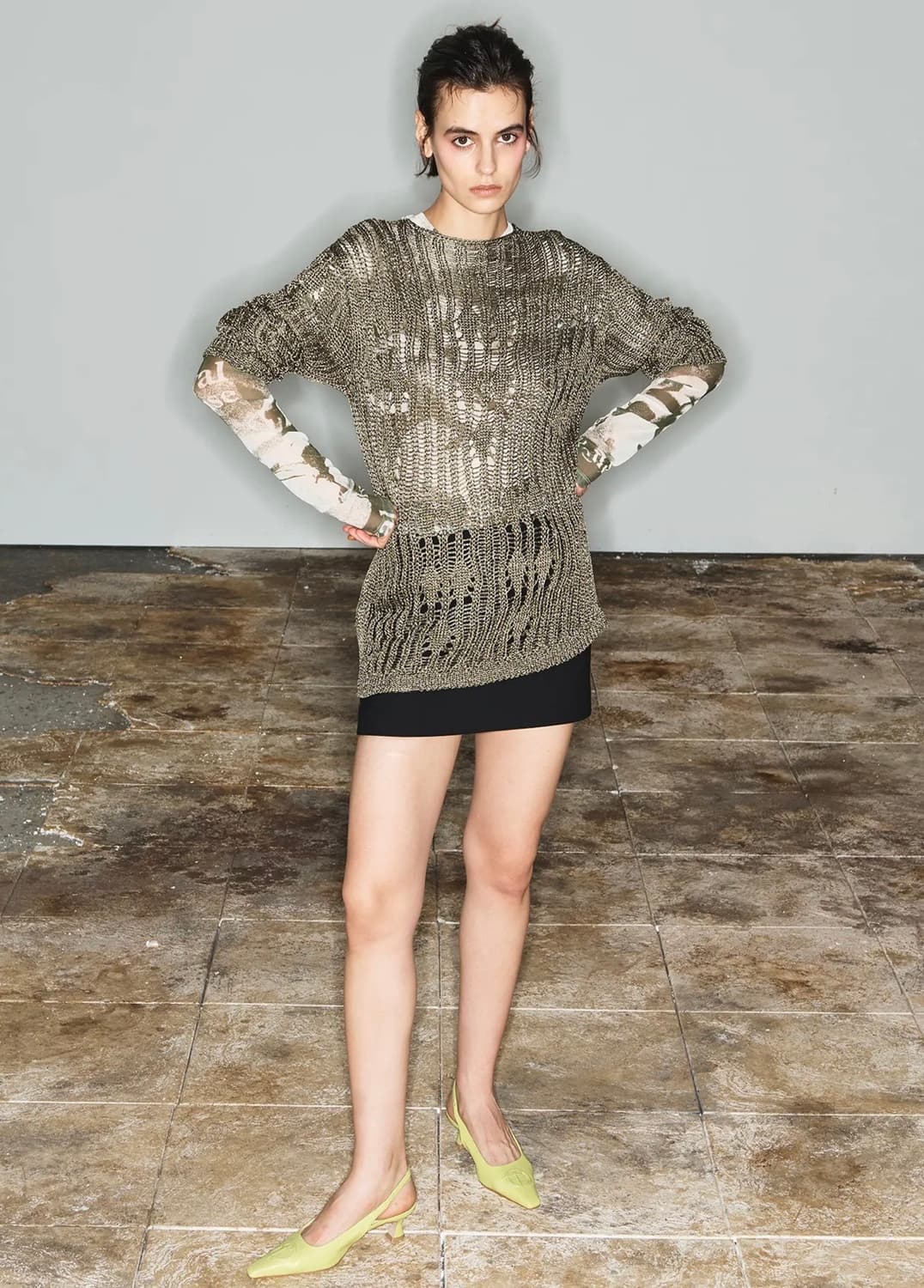 Open yy 메탈릭 니트 카키 3size 상품이미지2