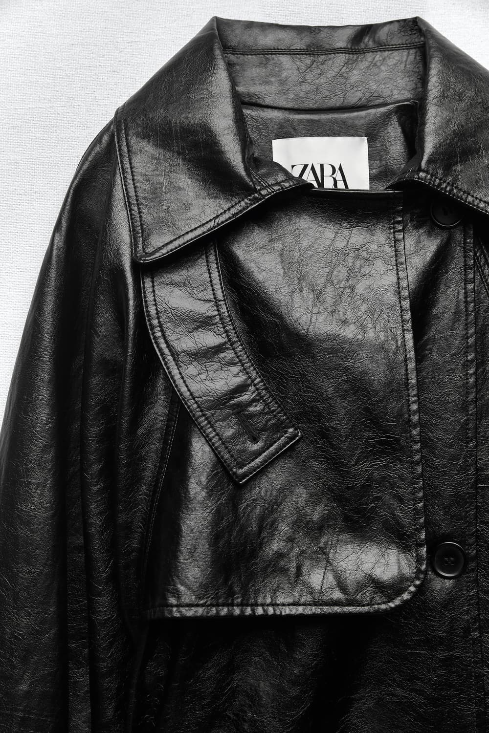 자라 블랙 레더 트렌치 코트 M 상품이미지3