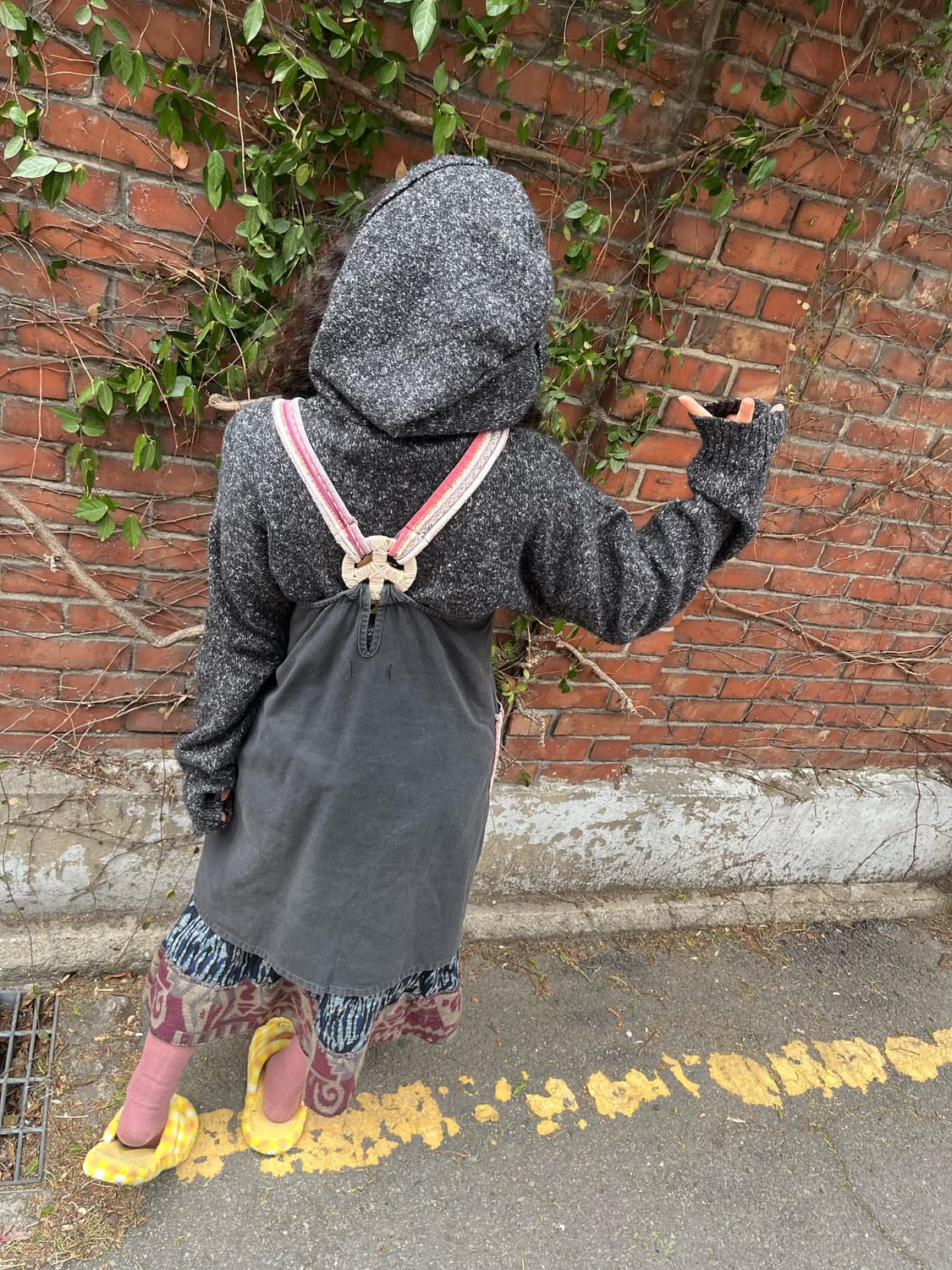 Malkika 히피 문양 피스 멜빵 미디 원피스 상품이미지4