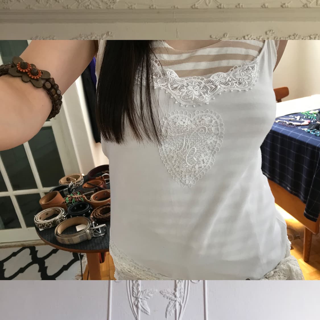 vintage white pattern sleeveless 상품이미지3