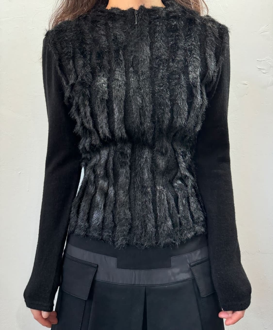 빈티지 00s 블랙 갸루 긱시크 퍼 집업 상품이미지1