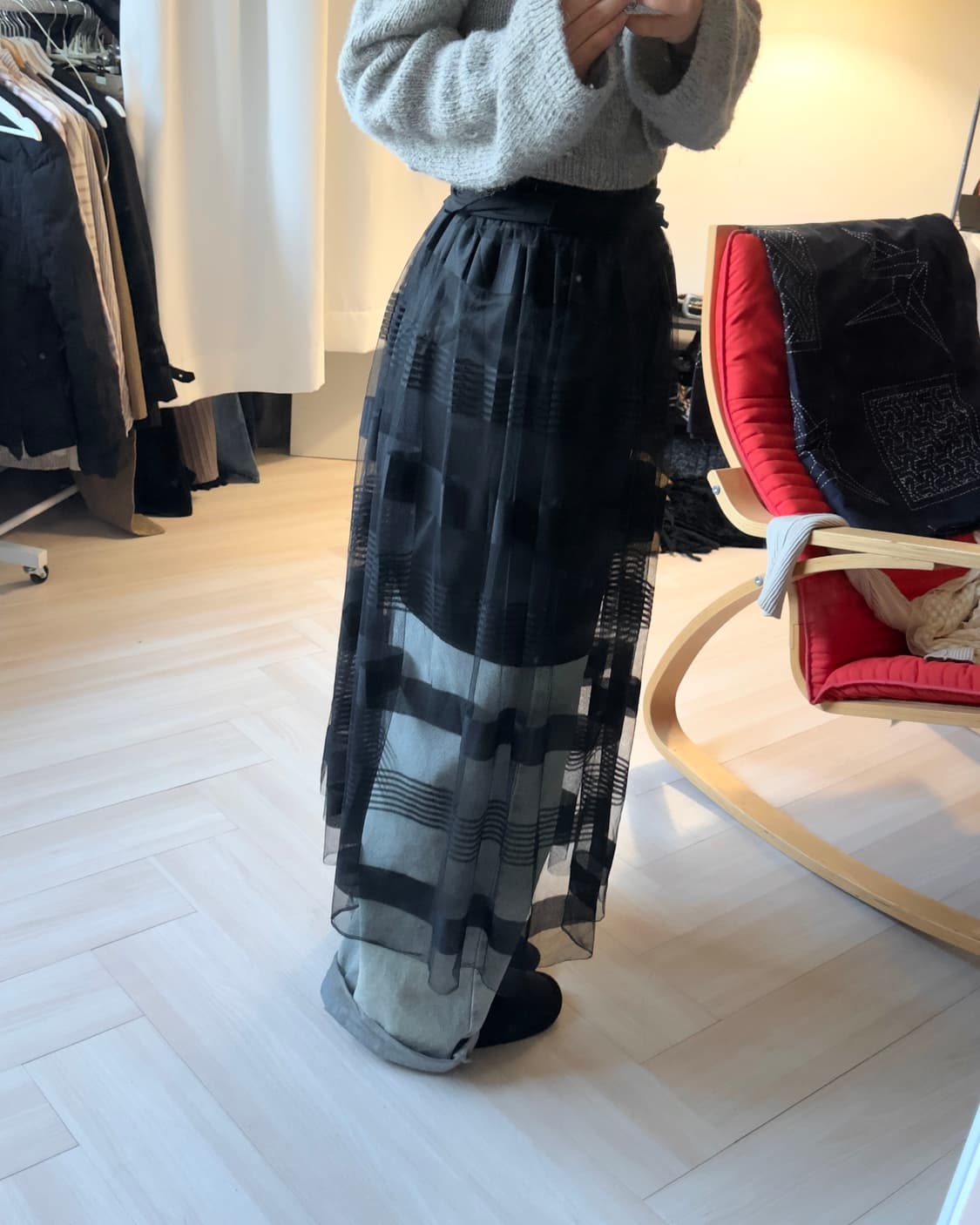[vtg] chiffon layerd check skirt   상품이미지2