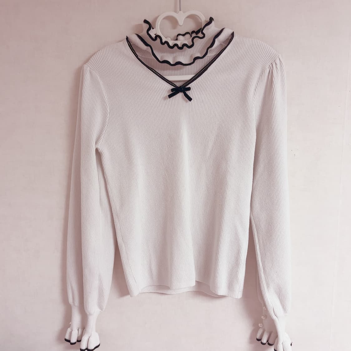 앙크루즈 프릴 초커 트임 리본 니트 양산형 지뢰계 스나 걸리 피움 마즈 상품이미지1