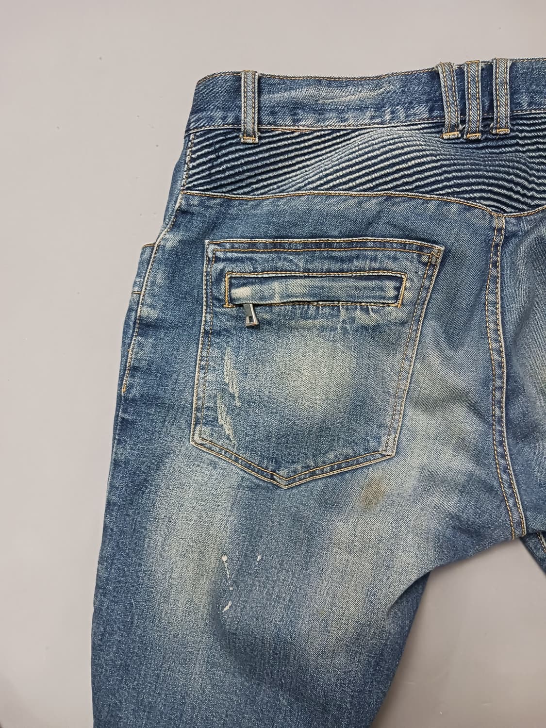 [34] 발망 화이트페인팅 바이커진 청바지 상품이미지8