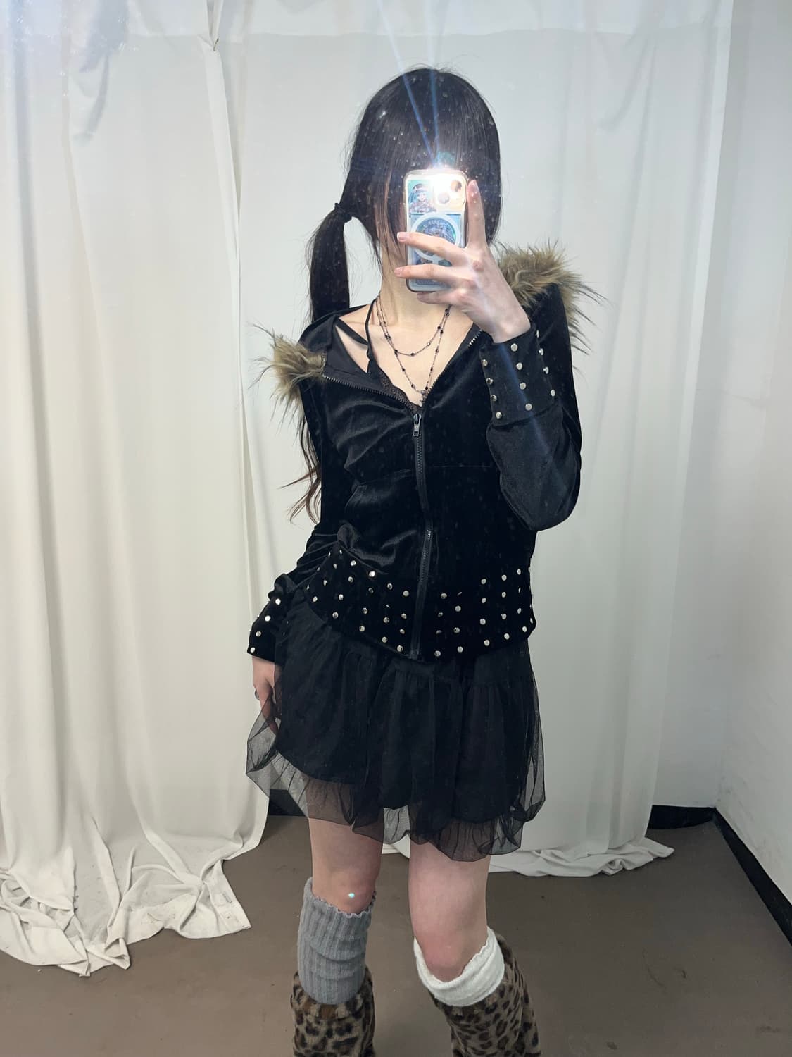 갸루st 울프죠 벨벳 후드집업  상품이미지7