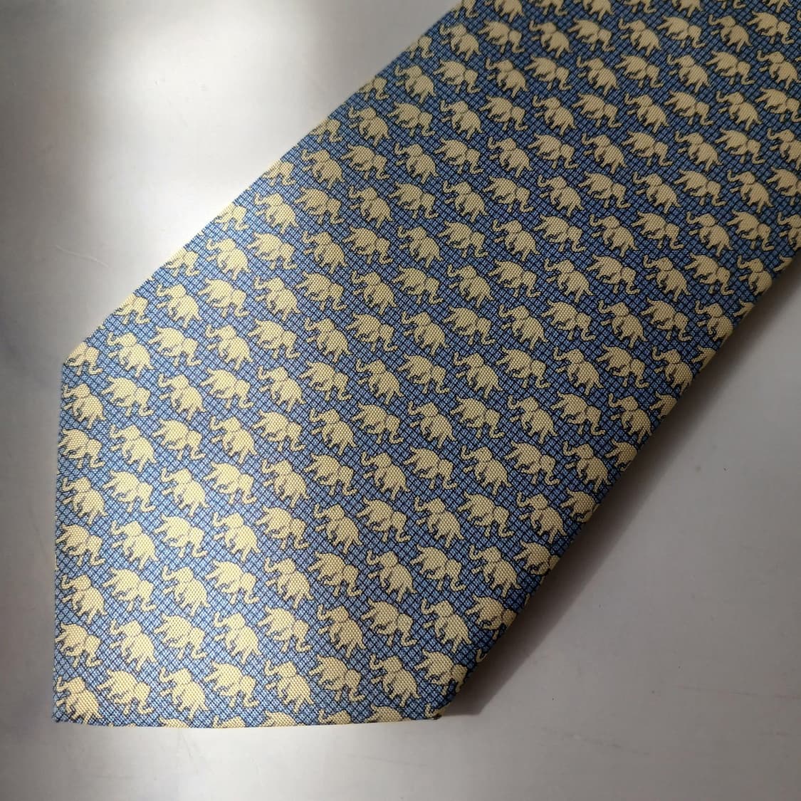 짐 톰슨 실크 블루 코끼리 패턴 넥타이 8.4cm S~A+등급 E802
 상품이미지6