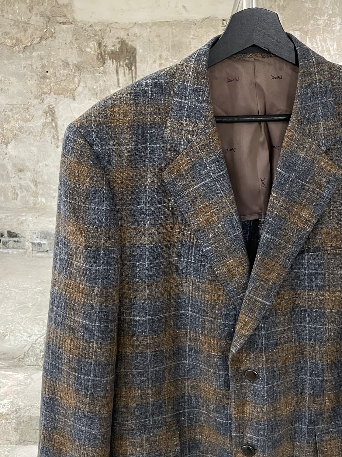 이브 생로랑 뿌르 옴므 체크 실크 린넨 2B 블레이저 상품이미지2