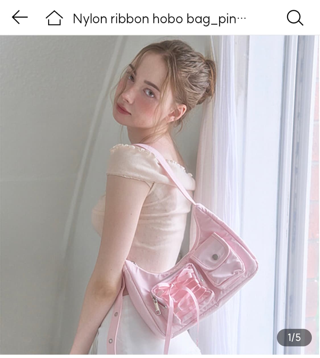 코징 리본 가방 카키브라운 상품이미지1