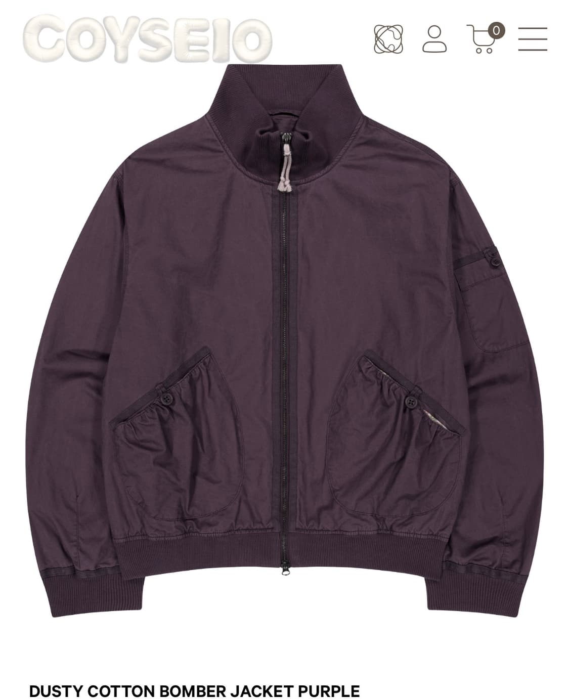 코이세이오DUSTY COTTON BOMBER JACKET PURPLE 상품이미지1