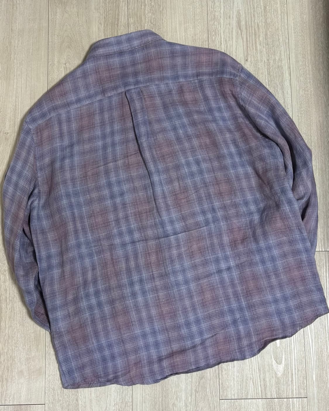 [3]해칭룸 뮤지엄 셔츠 린넨 체크 퍼플 상품이미지4