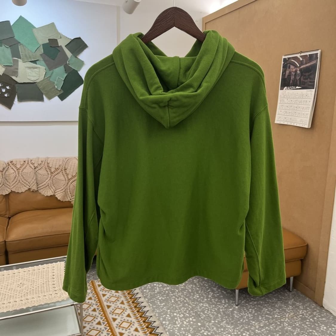 유니클로 U 르메르 오버핏 트임 잔디그린 후드티 S C10744 상품이미지4