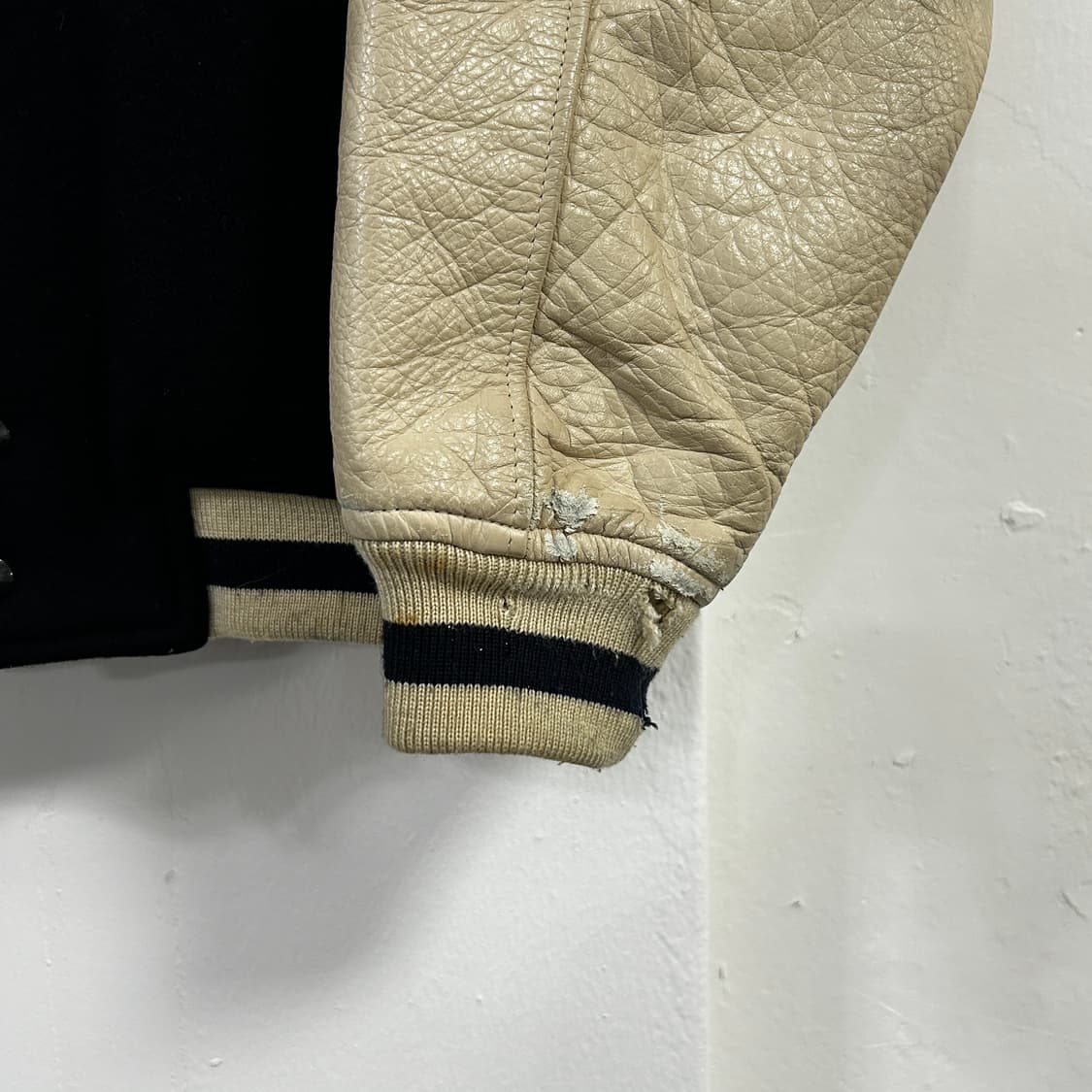 90’s FLANDRE 리얼레더 울 바시티  상품이미지4