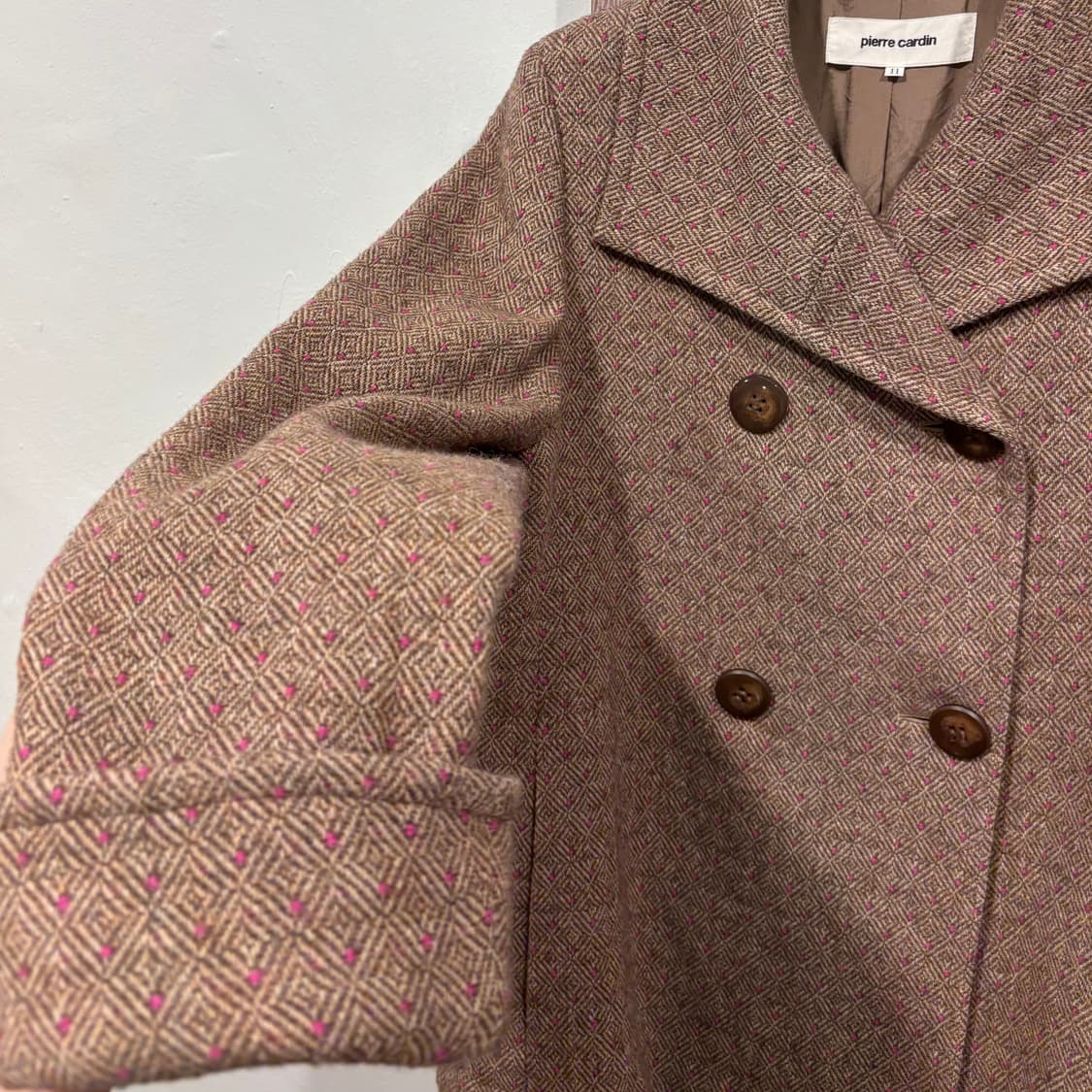 Pierre Cardin 피에르가르뎅 핑크 도트 브라운 울 더블 자켓 상품이미지6
