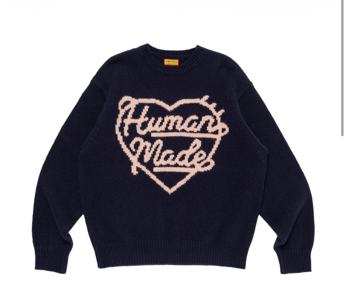 휴먼 메이드 하트 니트 스웨터 네이비 상품이미지1