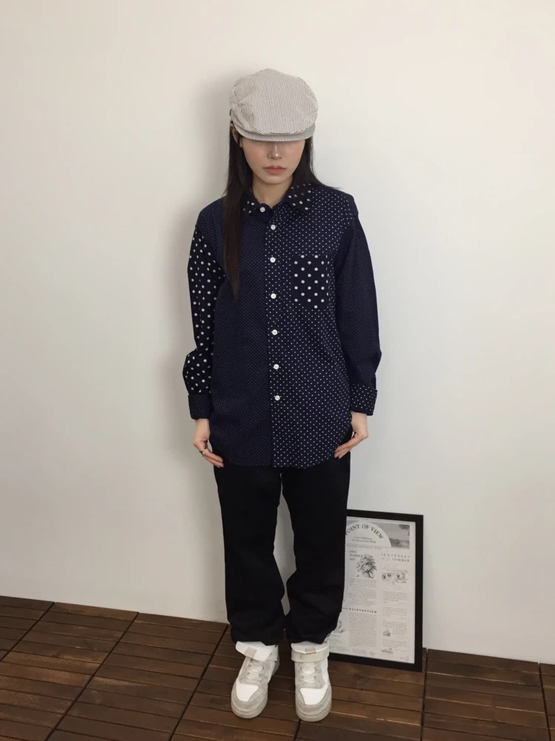 J.FERRY MEN Navy Dot Shirt 상품이미지1