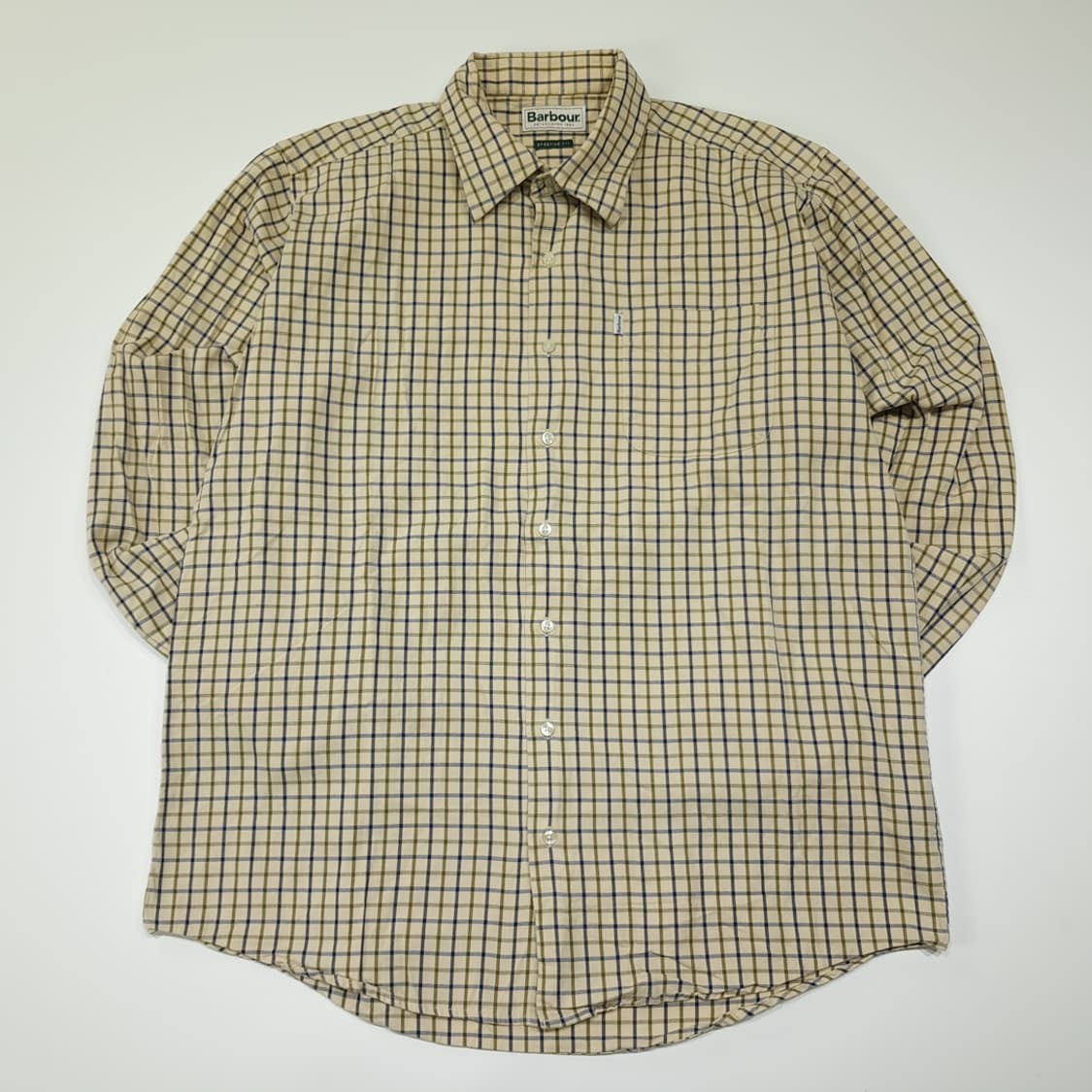 CL299 L 바버 코튼 타터솔체크 베이지 셔츠 남방 상품이미지1