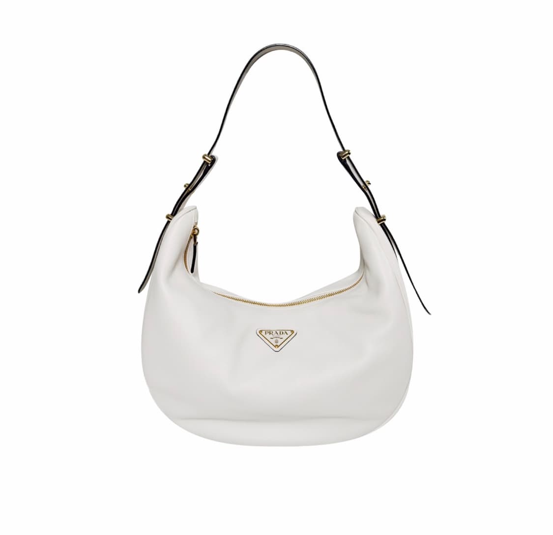 [L] 프라다 여성 아르케 삼각로고 레더 숄더백 화이트 라지 상품이미지1