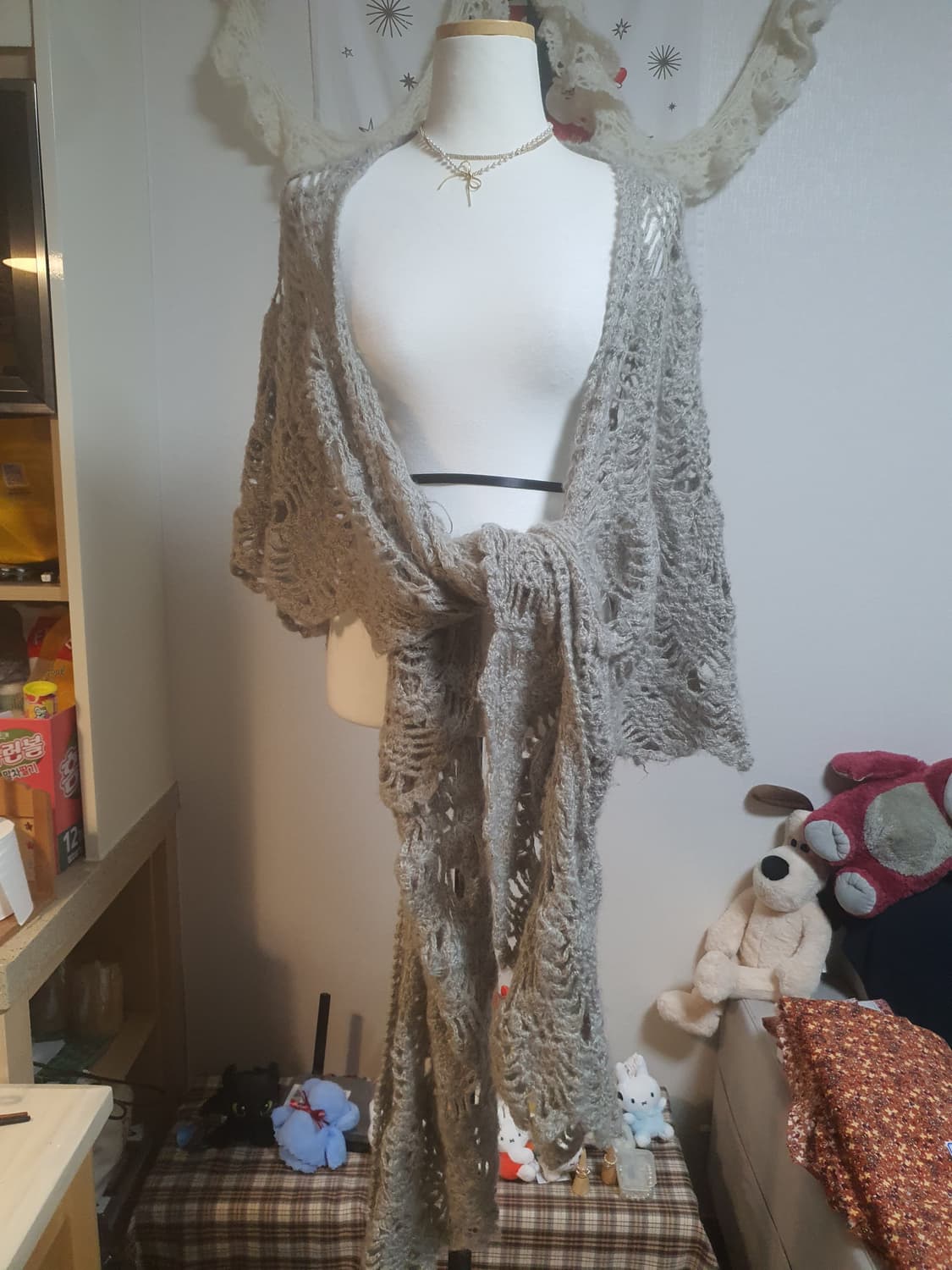 [모리걸] 니트 숄 / 망토형 겉옷 달천깔 상품이미지2