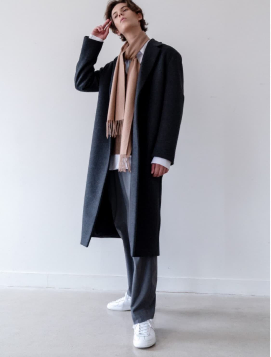 인사일런스 울 캐시미어 롱코트 차콜 S(95)사이즈 탭채새제품 상품이미지1