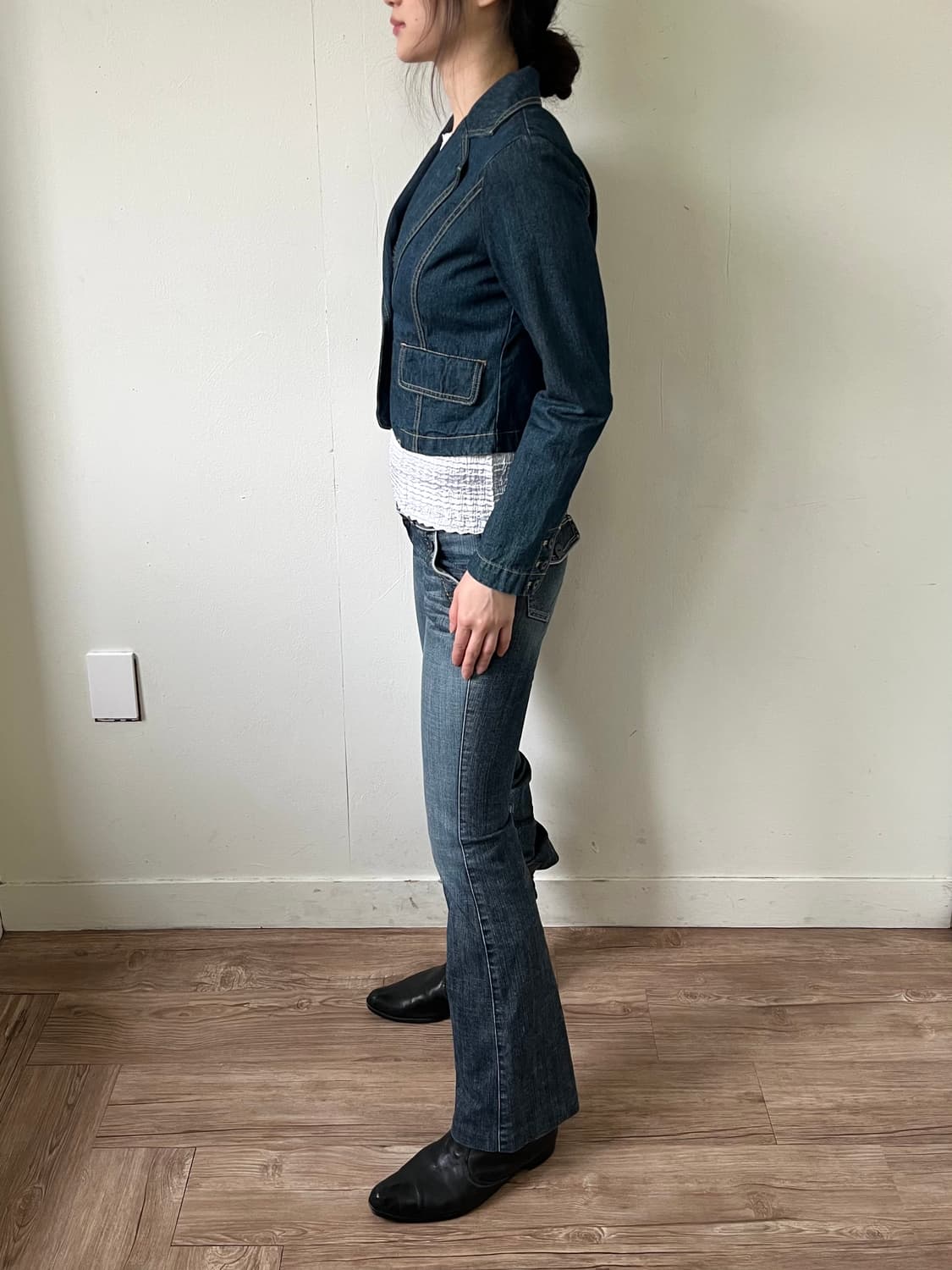 Japan vtg 원버튼 크롭 데님 자켓 상품이미지9