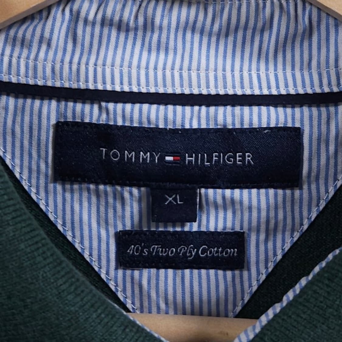 105 TOMMY 타미힐피거 코튼 반팔 카라티 그린 상품이미지3