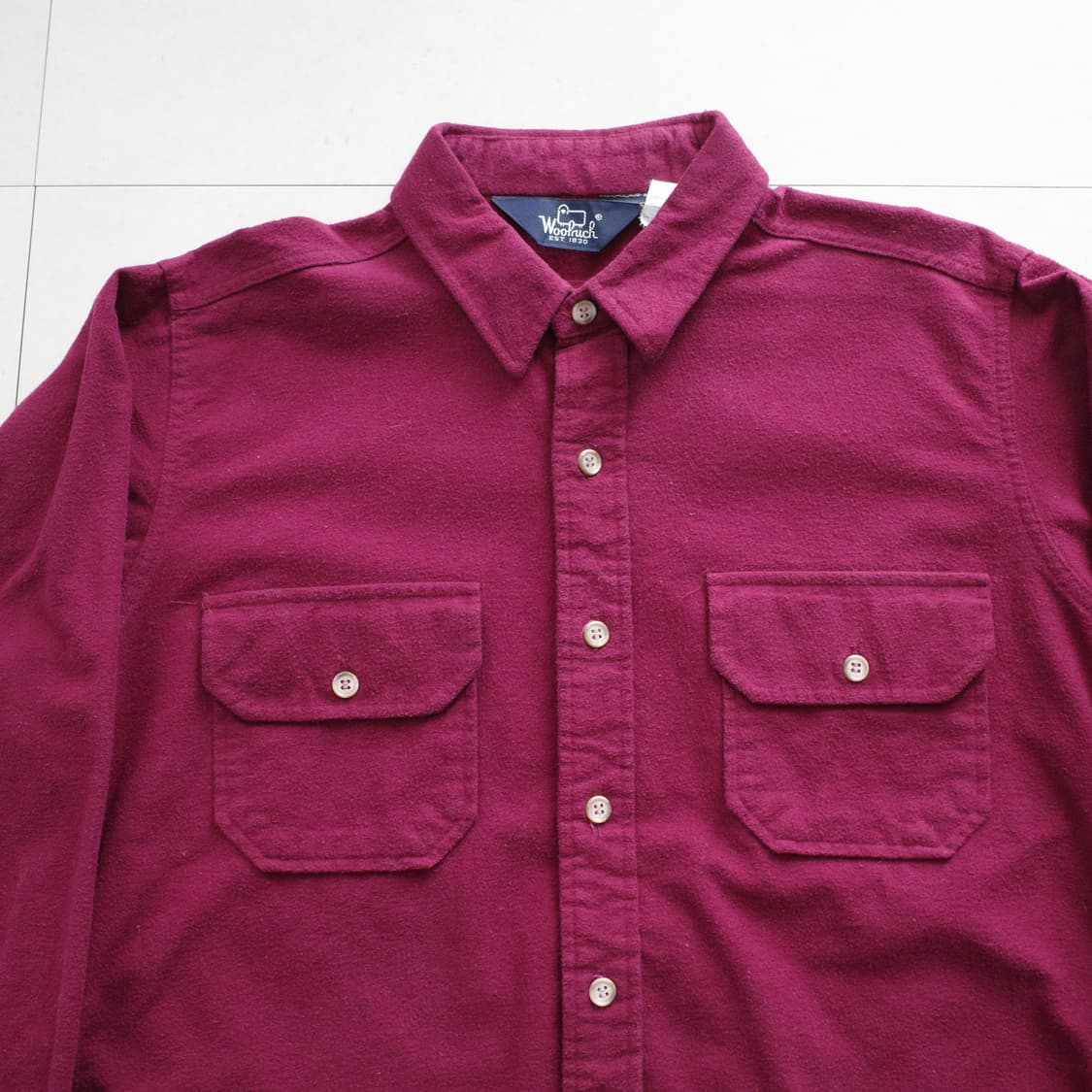 울리치 90s 헤비 플라넬 샤모아 셔츠 버건디 L MADE IN USA 상품이미지2