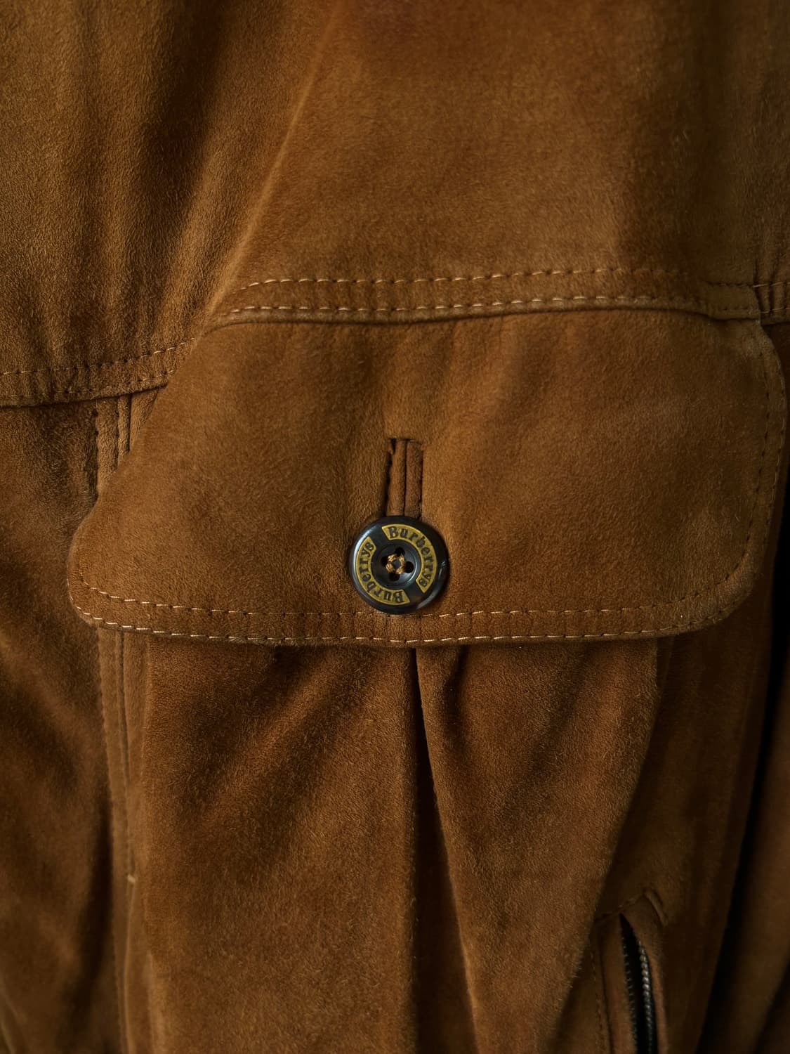 버버리 90‘s 스웨이드 레더 하이넥 블루종  상품이미지4