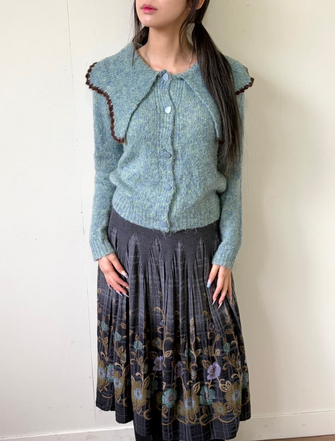 17kg 민트그린 오버 카라 가디건 상품이미지6