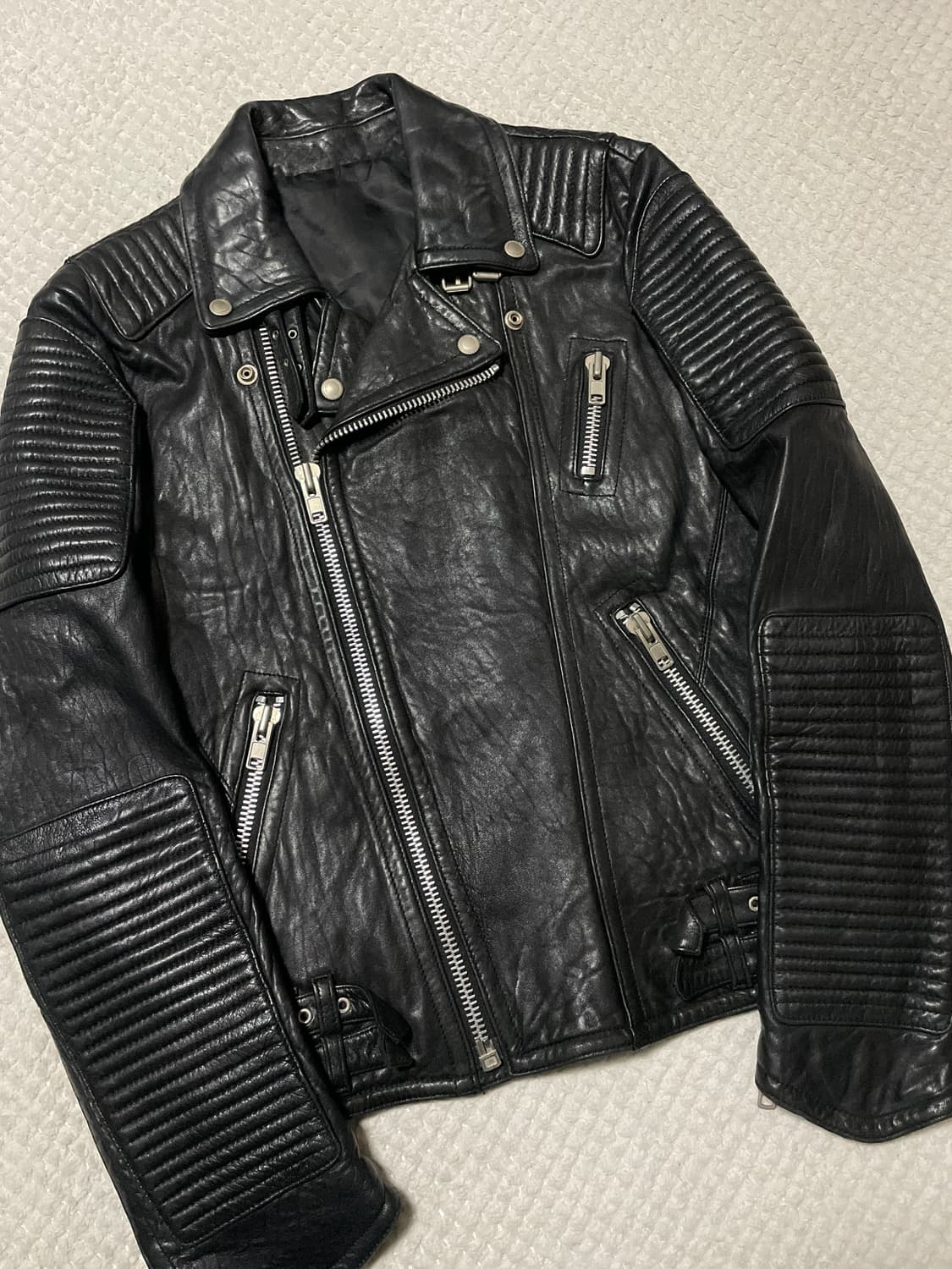 광희시장 웨스턴 무드 램스킨 양가죽 바이커 레더 자켓 상품이미지9