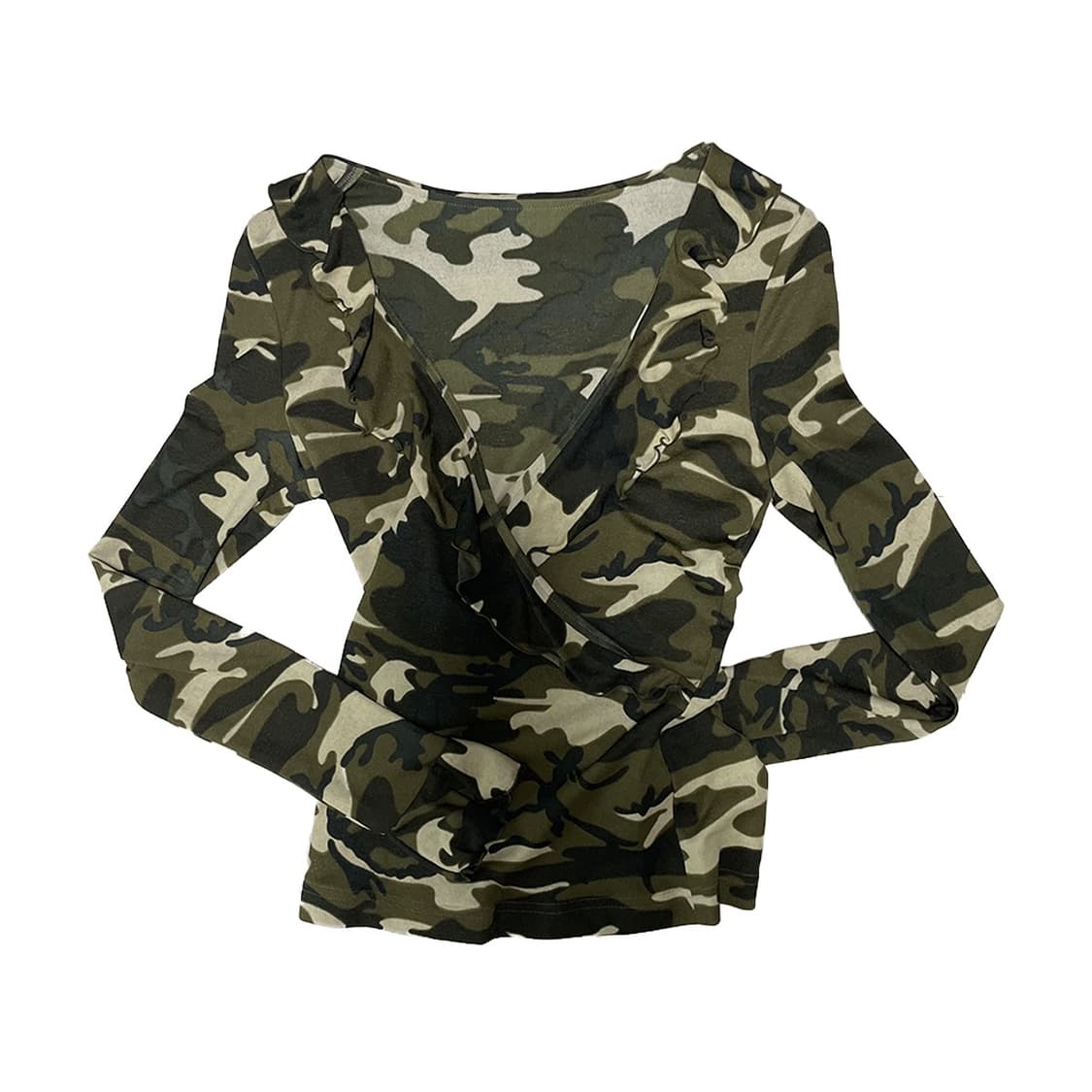 vintage y2k camo slim top 상품이미지2