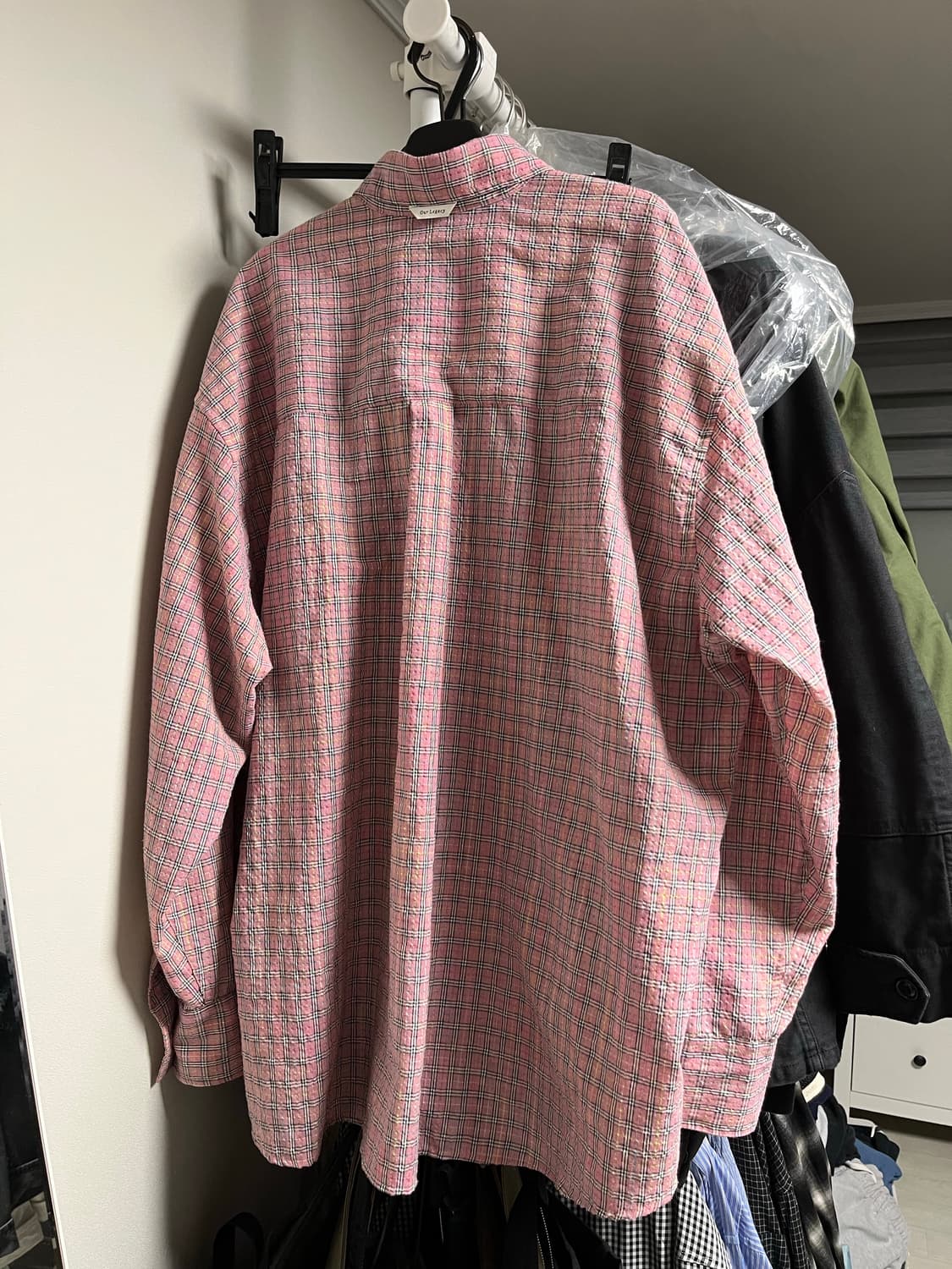 아워레가시 보로우드 BD 셔츠 핑크 킴블 체크 46사이즈 상품이미지2