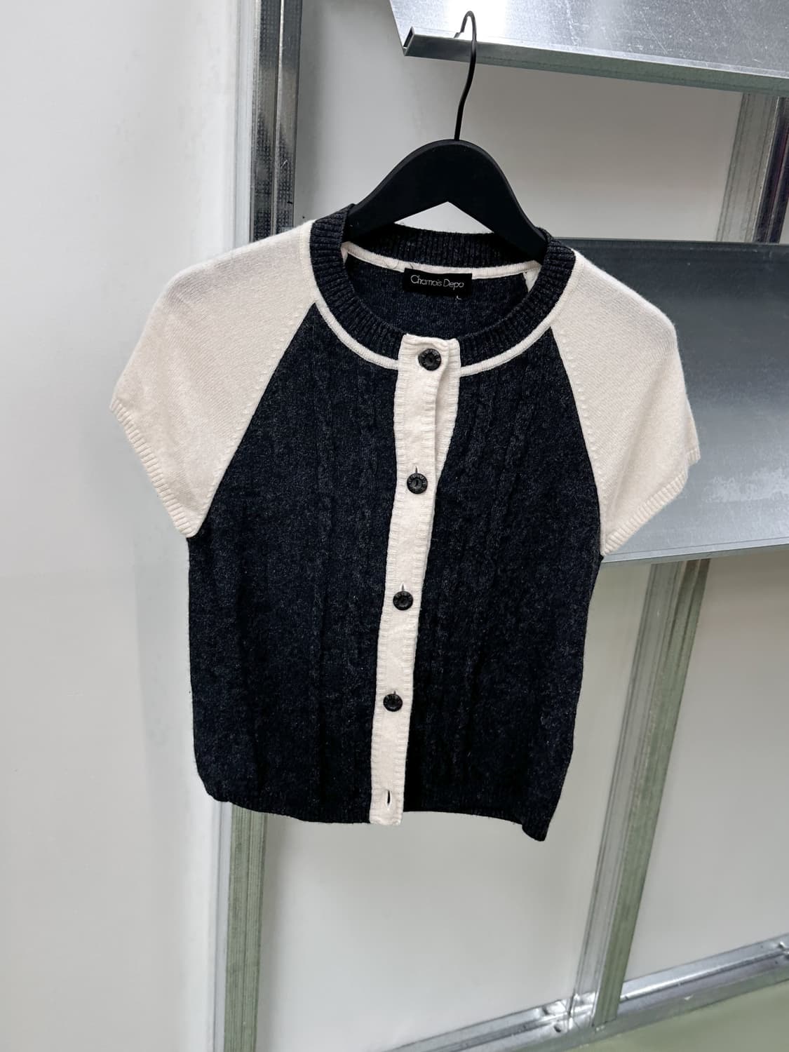 charcoal wool raglan half cardigan 상품이미지4
