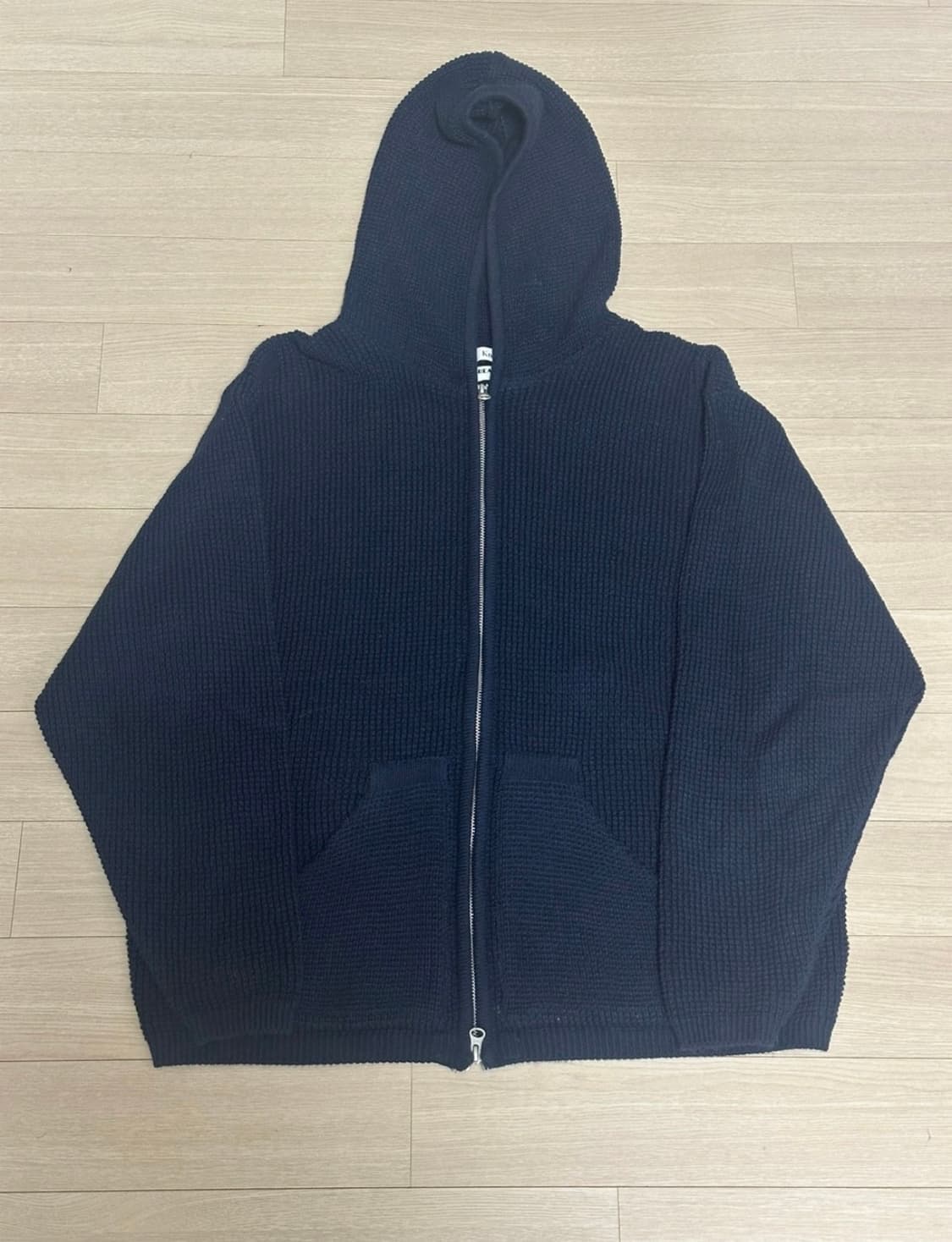 (L) 비얼디드키드 니티드 7G 와플 니트 후디 네이비 상품이미지2