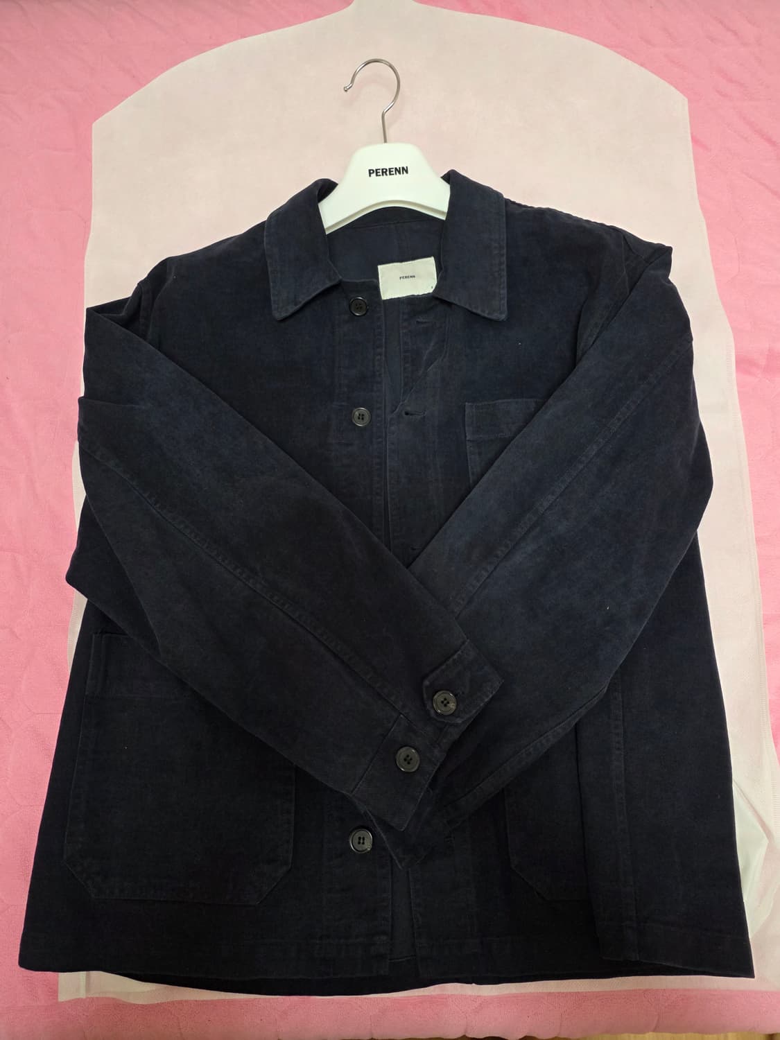 퍼렌 몰스킨 프렌치 워크자켓 네이비 2 상품이미지1