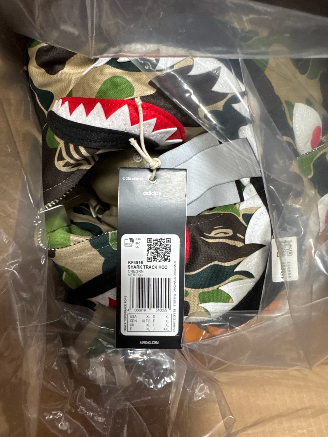 베이프 아디다스 샤크후드 US사이즈 xl 상품이미지5