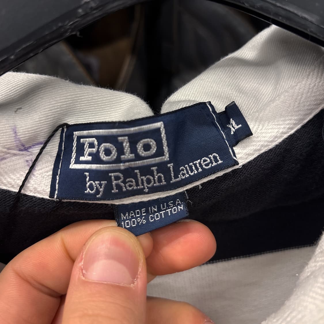 90s 폴로 랄프로렌 스트라이프 럭비티 셔츠 월계수 로고 프레피 N321 상품이미지9