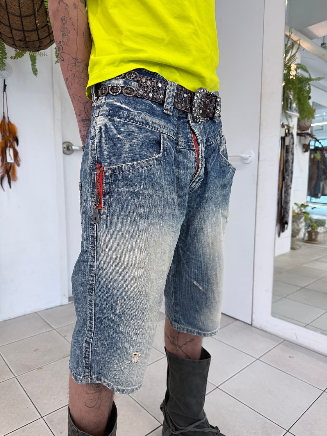 washed denim half pants 상품이미지1