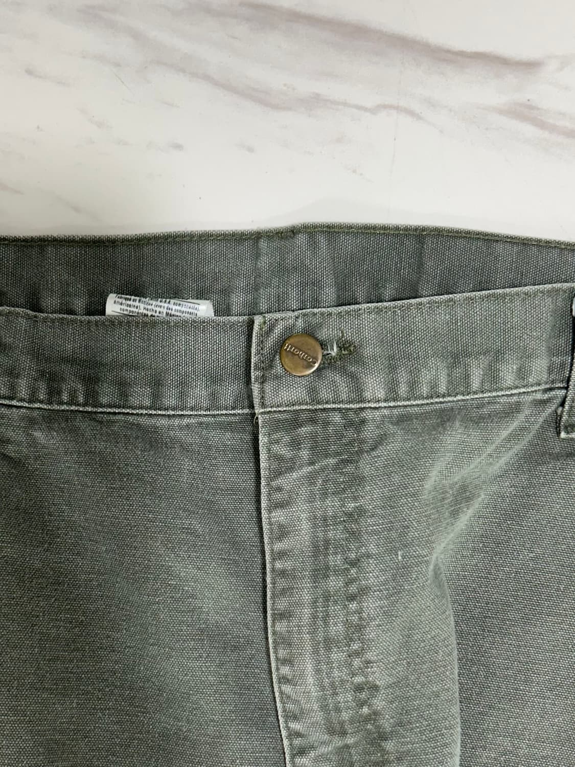 🌿 90s 칼하트 더블니 캔버스 모스그린 38x32size 상품이미지6